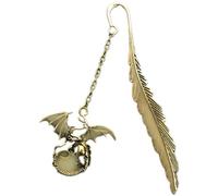 Haowul Marque-Pages en Plumes en Métal avec Pendentif Dragon Volant, Marque-Pages De Livre Vintage pour Enseignants, Cadeau, Beaux Accessoires De Livre