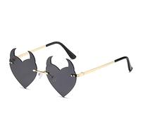 Haowul Rimless Devil Horns Coeur Shape Sunglasses for Women Retro Novelty Ear Heart Cleed Eyear Halloween Party Cosplay Glasses Accessoires