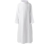 Haowul Robe De Prêtre Blanche Soutane Robe D'église Ministre De Chœur Clergé Chaire Costume Liturgique