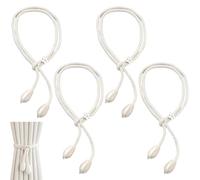 HAOXIZI 4 pièces de cintres décoratifs pour rideaux, embrasses pour rideaux, cintres ajustables, boucle de corde pour rideau, pour la maison et le bureau, Beige Blanc