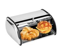 Haoxuesen Boîte Pain En Acier Inoxydable, Avec Couvercle Roulettes Et Trous D'aération, Boite Baguette, Boîte Conservation Pour Aliments, Convient Au Stockage Du Pain Cuisines, Salles Manger Etc