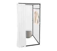 Haoxuesen Cabine d'Essayage Mobile Pliable Vestiaire Temporaire Autoportant Blanc Cabine Déshabillage Magasin Événement Extérieur, 3-4 Personnes Fer Toile Lin Cabine D'essayage pour Magasin Vêtements