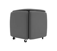 Haoxuesen Pouf Repose Pieds Canapé À roulettes Tabouret Multifonctionnel Gris, 4 Roues Universelles 2 Freins Acier PU Tabouret Empilable Modulable, Siège D'appoint Salon Chambre Bureau