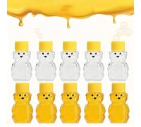 Haoyanger Pot Miel Transparent, 10PCS Miel Distributeur Sirop Pot Confiture Petit Ours Mini Mignon Bouteille Stockage Avec Couvercle Verre Goutte Plastique