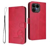 HAOYE Coque Cuir Motif Panda pour Fairphone 6 - Blocage RFID Étui avec Porte-Cartes, Support & Antichoc Housse - Rojo Rosa
