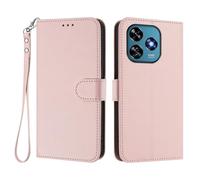 HAOYE Coque Cuir pour Oukitel C51 avec Étui Portefeuille - Housse Magnétique, Fentes Carte& Lanière Main, et Support Bumper - Rose