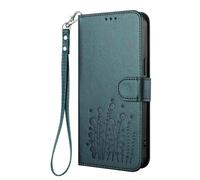 HAOYE Coque en Cuir à Motif Floral pour Motorola Moto E20 / E30 / E40, Étui Portefeuille Multi-Poches avec Fermoir Magnétique, Support Pliable & TPU Antichoc Housse - Vert Foncé