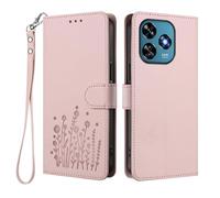 HAOYE Coque en Cuir à Motif Floral pour Oukitel C51, Étui Portefeuille Multi-Poches avec Fermoir Magnétique, Support Pliable & TPU Antichoc Housse - Rose