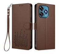 HAOYE Coque en Cuir à Motif Floral pour Oukitel C51, Étui Portefeuille Multi-Poches avec Fermoir Magnétique, Support Pliable & TPU Antichoc Housse - Marron