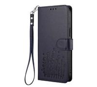 HAOYE Coque en Cuir à Motif Floral pour Realme 14X 5G, Étui Portefeuille Multi-Poches avec Fermoir Magnétique, Support Pliable & TPU Antichoc Housse - Bleu