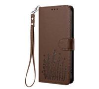HAOYE Coque en Cuir à Motif Floral pour Realme 14X 5G, Étui Portefeuille Multi-Poches avec Fermoir Magnétique, Support Pliable & TPU Antichoc Housse - Marron