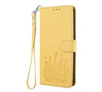 HAOYE Coque en Cuir à Motif Floral pour Realme 14X 5G, Étui Portefeuille Multi-Poches avec Fermoir Magnétique, Support Pliable & TPU Antichoc Housse - Jaune
