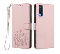 HAOYE Coque en Cuir à Motif Floral pour Vivo Y20 / Y20S / Y11S / Y12s, Étui Portefeuille Multi-Poches avec Fermoir Magnétique, Support Pliable & TPU Antichoc Housse - Rose