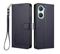 HAOYE Coque en Cuir à Motif Floral pour Vivo Y28s 5G, Étui Portefeuille Multi-Poches avec Fermoir Magnétique, Support Pliable & TPU Antichoc Housse - Bleu