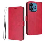 HAOYE Coque en Cuir pour Oukitel C51, Étui Portefeuille avec Fermeture Magnétique/Carte, Housse Antichoc, Protection RFID et Support Pliable - Rojo Rosa