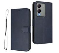 HAOYE Coque en Cuir pour Vivo Y17s, Étui Portefeuille avec Fermeture Magnétique/Carte, Housse Antichoc, Protection RFID et Support Pliable - Bleu