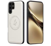 HAOYE Coque en Cuir Premium pour Xiaomi Poco F7 Pro, Compatible avec MagSafe, Anneau Magnétique Puissant Intégré & Design Antichoc - Blanc
