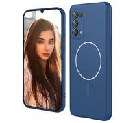 HAOYE Coque Magnétique pour Oppo Find X3 Lite Compatible avec MagSafe, Étui en Silicone Liquide avec Doublure en Microfibre, Antichoc Housse - Bleu