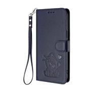 HAOYE Coque Portefeuille pour Motorola Moto E20 / E30 / E40, Motif Chat Mignon, Étui en Cuir avec Fermeture Magnétique, Housse TPU Antichoc, Porte-Cartes & Support - Bleu