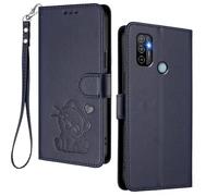 HAOYE Coque Portefeuille pour Oppo A53 | A53s, Motif Chat Mignon, Étui en Cuir avec Fermeture Magnétique, Housse TPU Antichoc, Porte-Cartes & Support - Bleu