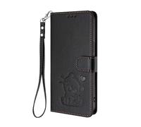 HAOYE Coque Portefeuille pour Oukitel C60 / C60 Pro, Motif Chat Mignon, Étui en Cuir avec Fermeture Magnétique, Housse TPU Antichoc, Porte-Cartes & Support - Noir