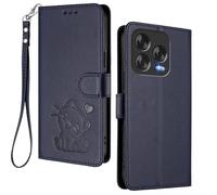 HAOYE Coque Portefeuille pour ZTE Blade V70 Vita, Motif Chat Mignon, Étui en Cuir avec Fermeture Magnétique, Housse TPU Antichoc, Porte-Cartes & Support - Bleu