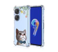 HAOYE Coque pour ASUS Zenfone 9, Style de Peinture aux Couleurs Fraîches Transparent TPU Bumper Souple Silicone Ultra Mince Housse Antichoc Étui, Gentilhomme Chat