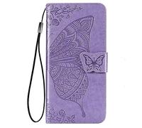 HAOYE Coque pour Blackview OSCAL C80 Etui, Magnétique Cuir PU/TPU Protection Antichoc Flip Cover Case, Papillon Housse avec Carte Fentes/Stand Fonction. Pourpre Clair