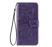 HAOYE Coque pour Blackview Wave 9C Etui, Magnétique Cuir PU/TPU Protection Antichoc Flip Cover Case, Papillon Housse avec Carte Fentes/Stand Fonction. Violet Foncé