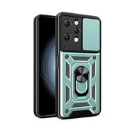 HAOYE Coque pour Honor Magic 8 Pro / Magic8 Pro avec Rotatif Bague Anneau Support, Etui avec Couvercle de Caméra Coulissant, TPU + PC Double Couche Housse. Vert