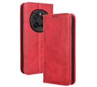 HAOYE Coque pour Huawei Honor Magic 7 Pro / Magic7 Pro, Cuir Etui Premium PU + TPU Housse Folio Flip Case, Cover Portefeuille ave ID Carte de Crédit Slot Fermeture Magnétique, Rouge