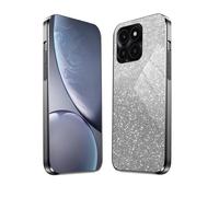 HAOYE Coque pour Huawei Honor X6a, Étui Antichoc Cadre Galvanisé Protecteur en TPU Résistant Aux Chocs Housse avec Brillant Autocollant. Noir