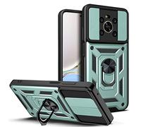 HAOYE Coque pour Huawei Honor X9 / Magic 4 Lite (Magic4 Lite) 5G avec Rotatif Bague Anneau Support, Etui avec Couvercle de Caméra Coulissant, TPU + PC Double Couche Housse. Vert