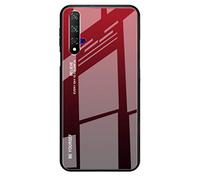 HAOYE Coque pour Huawei Nova 5T Coque, Étui en Verre Gradient Color Back Cover en Verre Trempé Résistant aux Rayures Case, Souple Silicone TPU Anti-Rayure, Anti-Choc Housse(5)