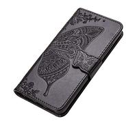 HAOYE Coque pour Huawei Y6s Etui, Magnétique Cuir PU Flip Cover Case, Protection Antichoc, Motif Papillon, Housse avec Carte Fentes/Stand Fonction. Noir