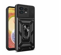 HAOYE Coque pour Motorola Moto Edge 40 Pro avec Rotatif Bague Anneau Support, Etui avec Couvercle de Caméra Coulissant, TPU + PC Double Couche Housse. Noir