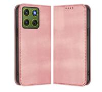HAOYE Coque pour Motorola Moto Edge 70 5G / X70 Air, Étui Housse Portefeuille en TPU & Cuir avec Fentes Cartes/Blocage RFID/Fermeture Magnétique/Support - Rose