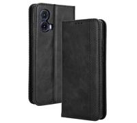 HAOYE Coque pour Motorola Moto G85 5G, Cuir Etui Premium PU + TPU Housse Folio Flip Case, Cover Portefeuille ave ID Carte de Crédit Slot Fermeture Magnétique, Noir