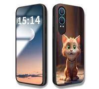 HAOYE Coque pour OnePlus Nord CE 4 Lite/Nord CE4 Lite, Étui en Joli Motif de Chat Résistant aux Rayures Case, Souple Silicone TPU Anti-Choc Housse (Chat Orange)