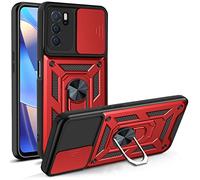 HAOYE Coque pour Oppo A16 / A16S / A54S avec Rotatif Bague Anneau Support, Etui avec Couvercle de Caméra Coulissant, TPU + PC Double Couche Housse. Bleu Royal