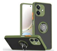 HAOYE Coque pour Oppo A40 4G avec Rotatif Bague Anneau Support, Etui Translucide Hybride Robuste, Silicone TPU + PC Double Couche Housse. Armée Verte