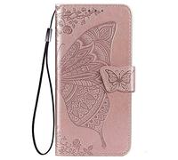 HAOYE Coque pour Oppo A57s / A57 4G Etui, Magnétique Cuir PU/TPU Protection Antichoc Flip Cover Case, Papillon Housse avec Carte Fentes/Stand Fonction. Or Rose