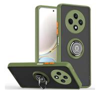 HAOYE Coque pour Oppo Reno 12F 5G / Oppo Reno 12FS 5G avec Rotatif Bague Anneau Support, Etui Translucide Hybride Robuste, Silicone TPU + PC Double Couche Housse. Armée Verte