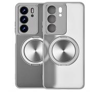 HAOYE Coque pour Realme C75 4G / C75X, Housse à Protection 360° avec Support Magnétique | ÉtuI Antichoc avec Cadre Electroplacé et Texture Mate - Gris