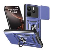 HAOYE Coque pour realme sdf545687 avec Rotatif Bague Anneau Support, Etui avec Couvercle de Caméra Coulissant, TPU + PC Double Couche Housse. Bleu