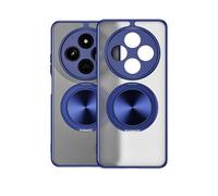 HAOYE Coque pour Vivo X200 Pro, Housse à Protection 360° avec Support Magnétique | ÉtuI Antichoc avec Cadre Electroplacé et Texture Mate - Bleu