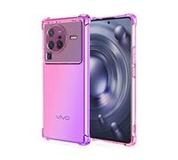 HAOYE Coque pour Vivo X80 Pro 5G, Étui en Gradient Color TPU Case Cover, Coins Renforcés Housse de Protecteur Transparente Antichoc Souple Silicone Bumper (Rose/Purple)
