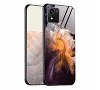 HAOYE Coque pour Vivo Y01 Coque, Étui en Verre Texture Marbre Back Cover en Verre Trempé aux Rayures, Bordure en Silicone TPU Anti-Choc Housse(1)