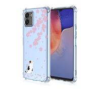 HAOYE Coque pour Vivo Y01, Style de Peinture aux Couleurs Fraîches Transparent TPU Bumper Souple Silicone Ultra Mince Housse Antichoc Étui, Chat Sakura