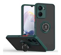HAOYE Coque pour Xiaomi Poco X7 Pro 5G avec Rotatif Bague Anneau Support, Etui Translucide Hybride Robuste, Silicone TPU + PC Double Couche Housse. Vert foncé
